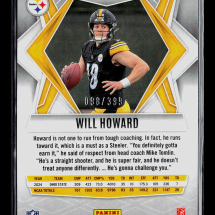 2025 Panini Phoenix Football Will Howard #165 Red Snowflake RC 098/399