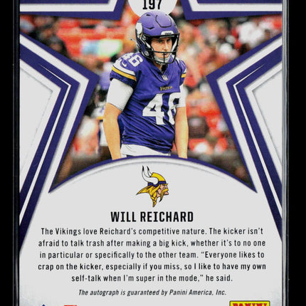 2024 Panini Rookies & Stars Will Reichard #197 057/349 RC Auto