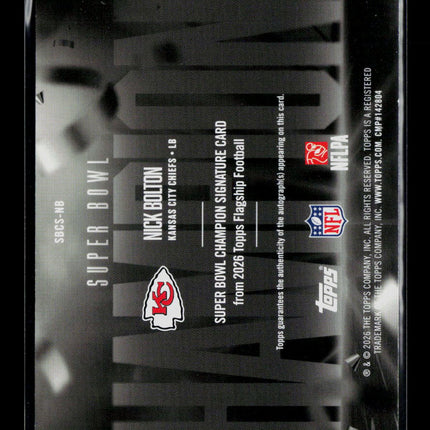 2026 Topps Flagship Football Nick Bolton #SBCS-NB Auto 1/1