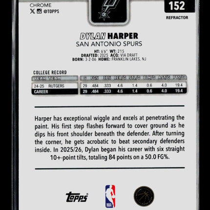 2026 Topps Chrome Dylan Harper #152 Refractor RC