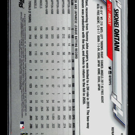 2020 Topps Chrome Shohei Ohtani #21 Refractor