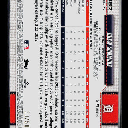 2026 Topps Series Two Drew Sommers #387 Gold All Star Game /50