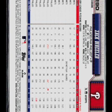 2024 Topps Chrome Zack Wheeler #290 Blue Xfractor /150