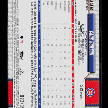 2026 Topps Series Two Cade Horton #632 Yellow /399