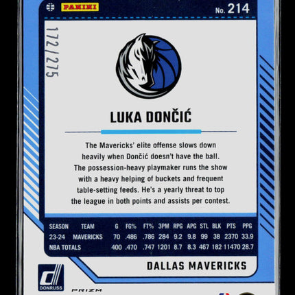 2025 Panini Donruss Optic Luka Doncic #214 Pink Glitter 172/275