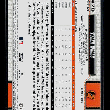 2026 Topps Series Two Tyler Wells #478 Green /99