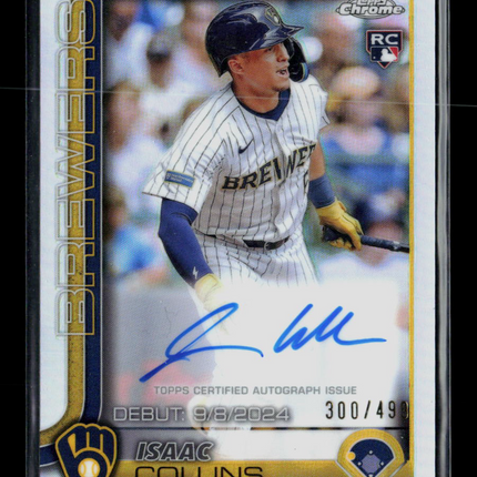 2025 Topps Chrome Isaac Collins #CRDA-IC Refractor 300/499 RC Auto