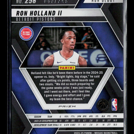 2025 Panini Mosaic Ron Holland II #258 Purple RC 065/249