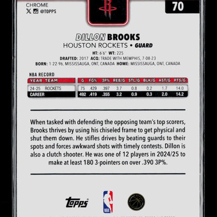 2025 Topps Chrome Dillon Brooks #70 Blue Wave 098/150