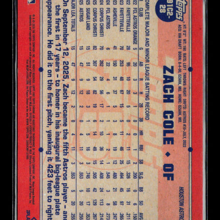2026 Topps Chrome 1991 Topps Zach Cole #91C2-28 Mega Box Mojo Black /10 RC