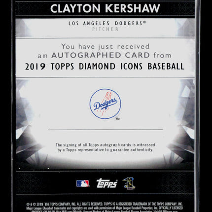 2019 Topps Diamond Icons Clayton Kershaw #AC-CKE red /5 Auto