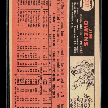1966 Topps Jim Owens #297