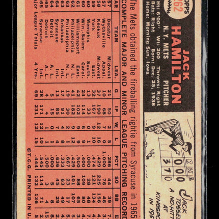 1966 Topps Jack Hamilton #262