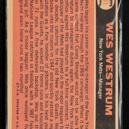 1966 Topps Wes Westrum #341