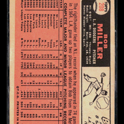 1966 Topps Bob Miller #208
