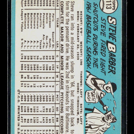 1965 Topps Steve Barber #113