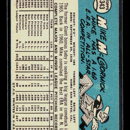 1965 Topps Mike McCormick #343