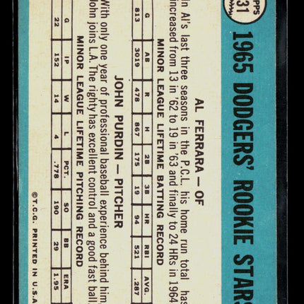 1965 Topps John Purdin Al Ferrara #331