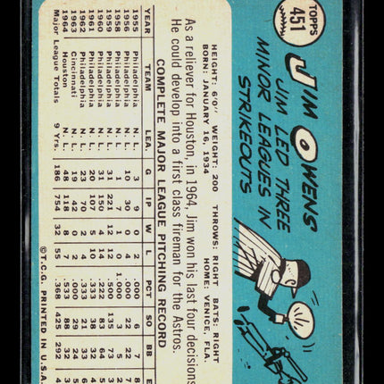 1965 Topps Jim Owens #451