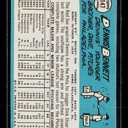 1965 Topps Dennis Bennett #147