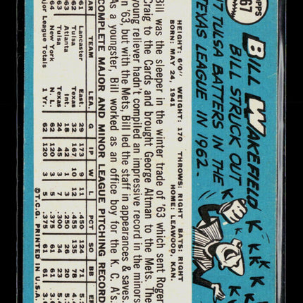 1965 Topps Bill Wakefield #167