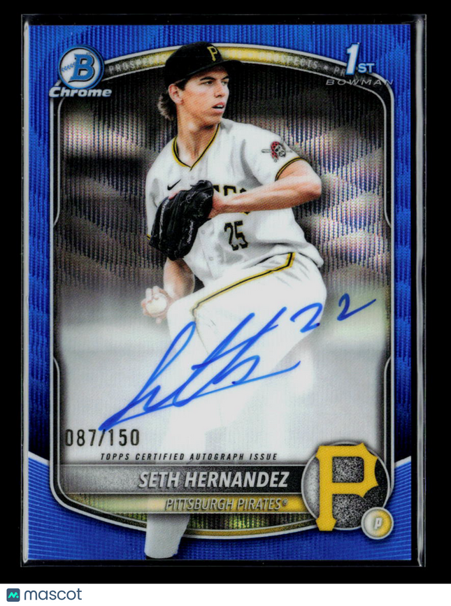 2025 Bowman Chrome Seth Hernandez #CPA-SH Blue Wave Refractor 087/150 Auto