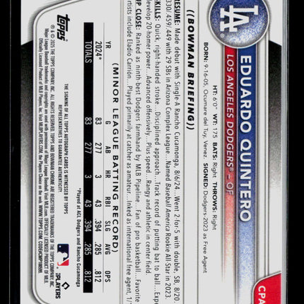 2025 Bowman Chrome Eduardo Quintero #CPA-EQ 018/100 Auto Mini Diamond