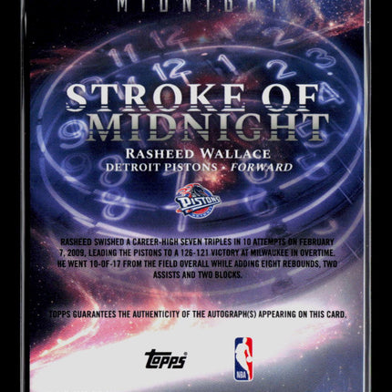 2025 Topps Midnight Stroke of Midnight Rasheed Wallace #SM-RW Auto /35
