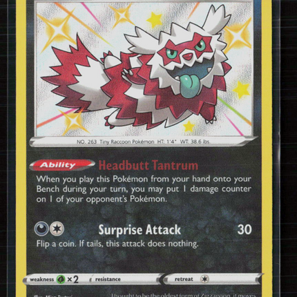 Pokemon 2021 Shining Fates Galarian Zigzagoon S #SV078/SV122