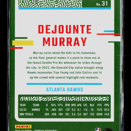 2023 Panini Donruss Dejounte Murray #31 Green Laser