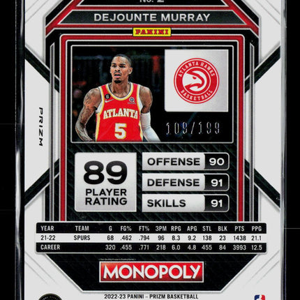 2023 Panini Prizm Monopoly Dejounte Murray #2 Light Blue 109/199