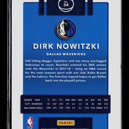 2018 Panini Donruss Optic Dirk Nowitzki #34 Blue Velocity