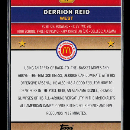 2024 Topps Chrome McDonald's All American Derrion Reid #91 Aqua Wave 088/189