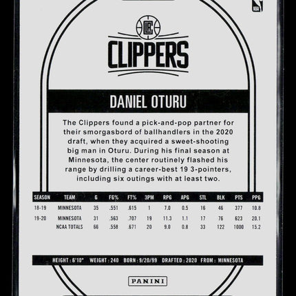 2020 Panini NBA Hoops Daniel Oturu #203 RC