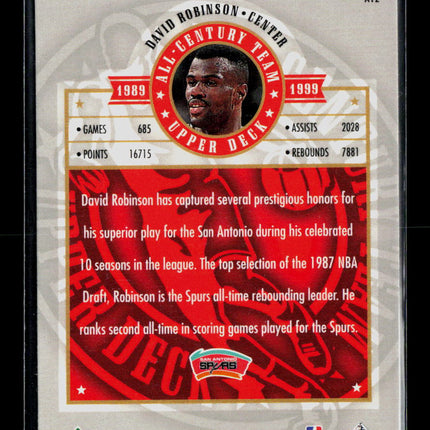 1999 Upper Deck Century Legends All-Century Team David Robinson #A12