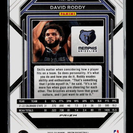 2023 Panini Prizm David Roddy #261 RC Silver