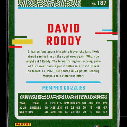 2023 Panini Donruss David Roddy #187 Green Laser