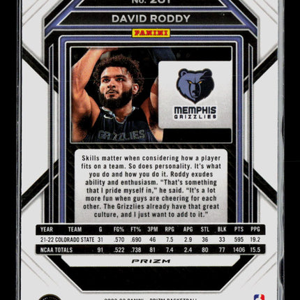 2023 Panini Prizm David Roddy #261 Red Ice RC