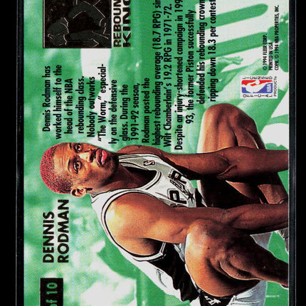 1994 Fleer Ultra Rebound King Dennis Rodman #10 of 10