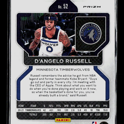 2021 Panini Prizm D'Angelo Russell #52 Blue 75th Anniversary