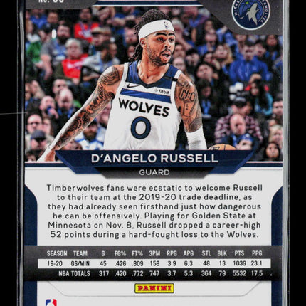 2020 Panini Prizm D'Angelo Russell #95 Green Yellow Blue