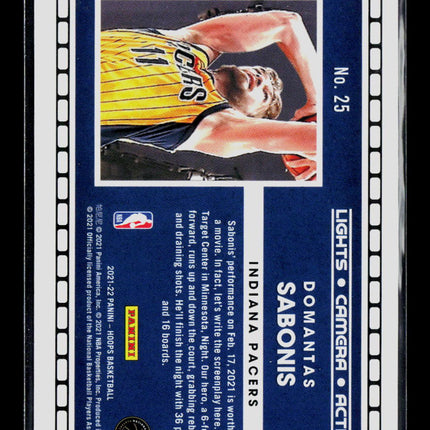 2021 Panini Hoops Lights Camera Action Domantas Sabonis #25
