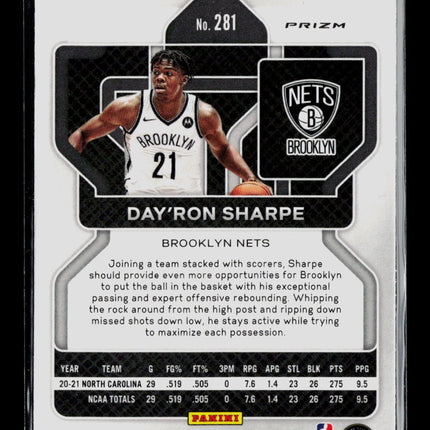 2021 Panini Prizm Day'Ron Sharpe #281 Red White Blue RC