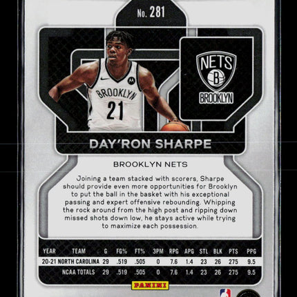 2021 Panini Prizm Day'Ron Sharpe #281 RC
