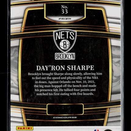 2022 Panini Select Day'Ron Sharpe #33 Blue Prizm RC