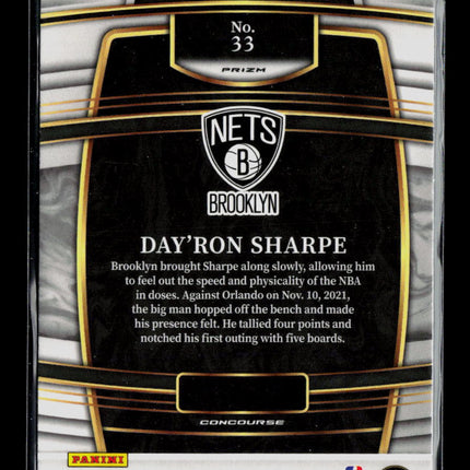 2022 Panini Select Day'Ron Sharpe #33 Green Purple RC