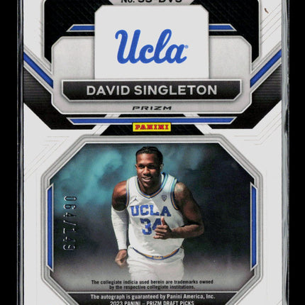 2023 Panini Prizm Draft Picks David Singleton #SS-DVS Red 064/149 RC Auto
