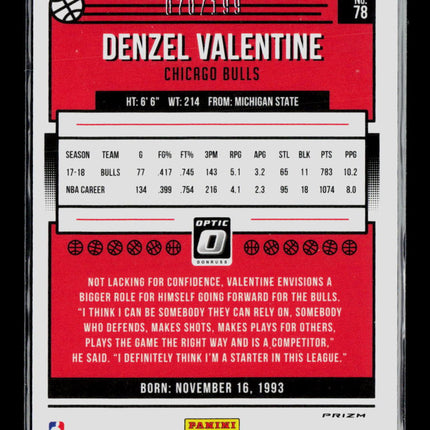 2019 Panini Donruss Optic Denzel Valentine #78 Orange 070/199