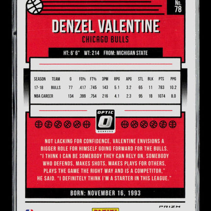 2019 Panini Donruss Optic Denzel Valentine #78 Checkerboard