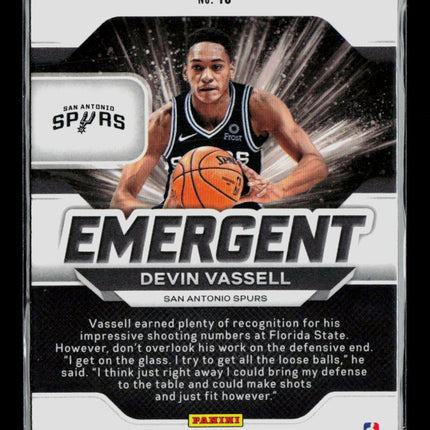 2021 Panini Prizm Emergent Devin Vassell #19 RC